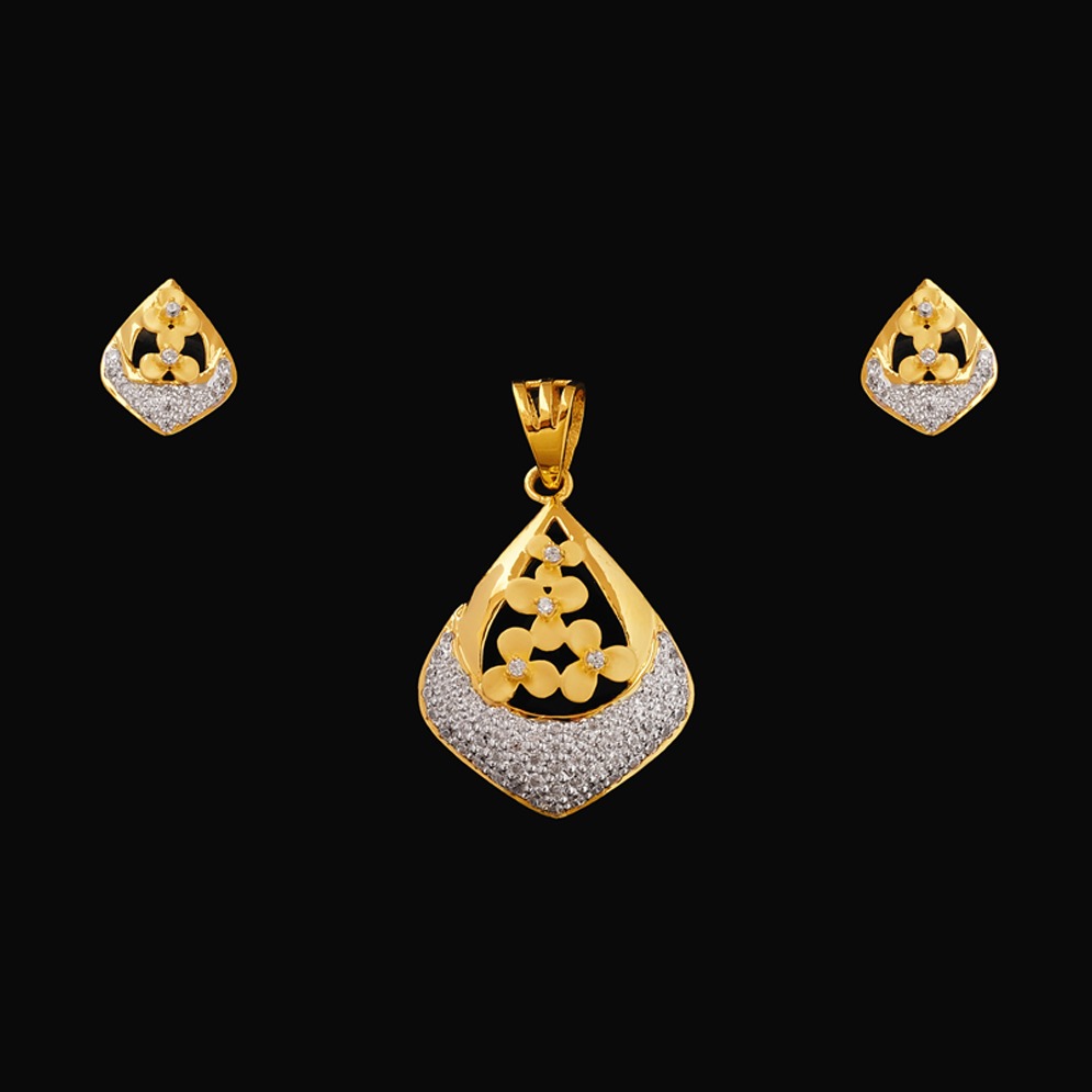 916 Gold CZ Pendant Set PS-3788