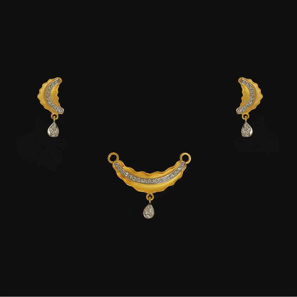 22Kt Gold CZ Mangalsutra Pendant Set MS-2472