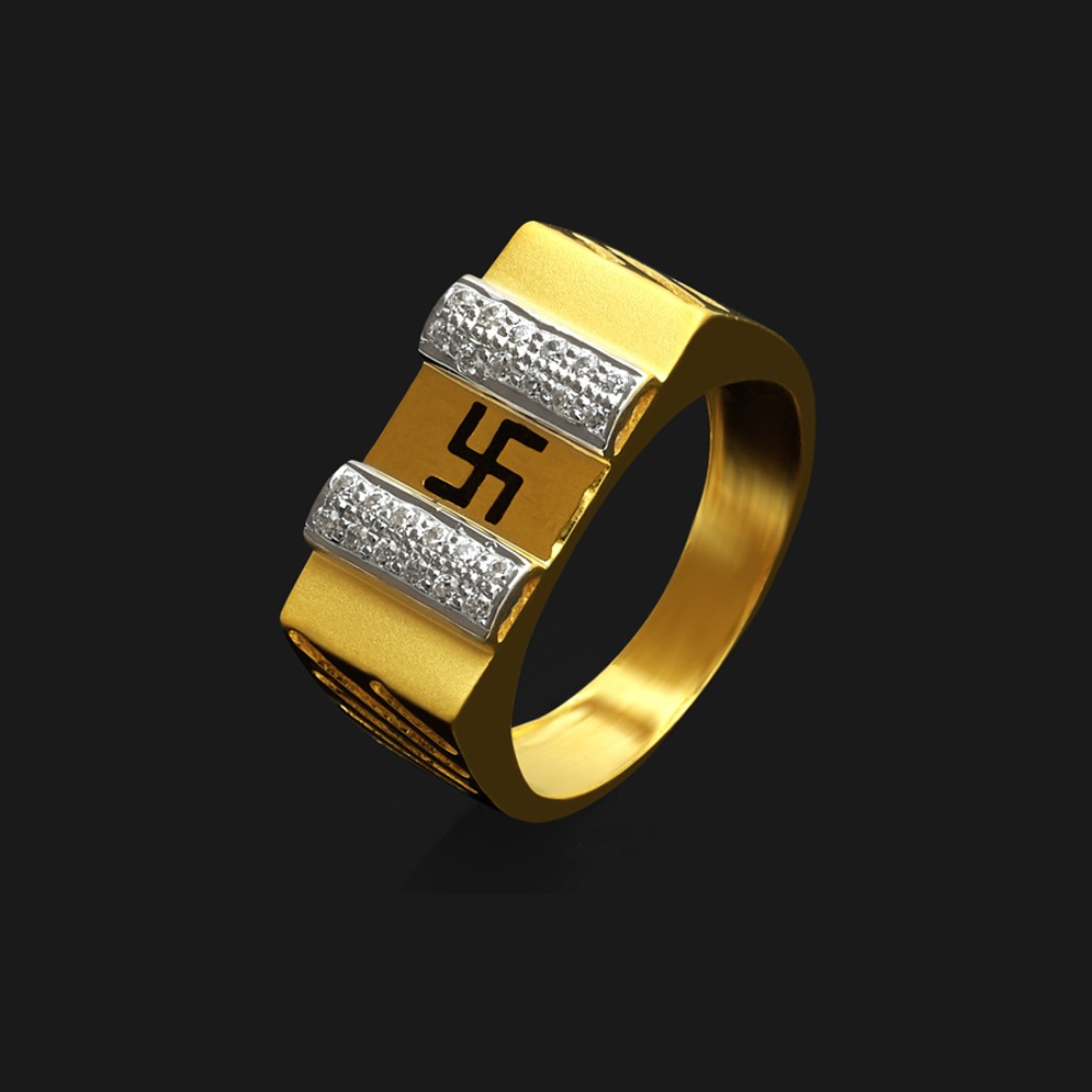 22Kt Gold CZ Gents Ring GR-3207