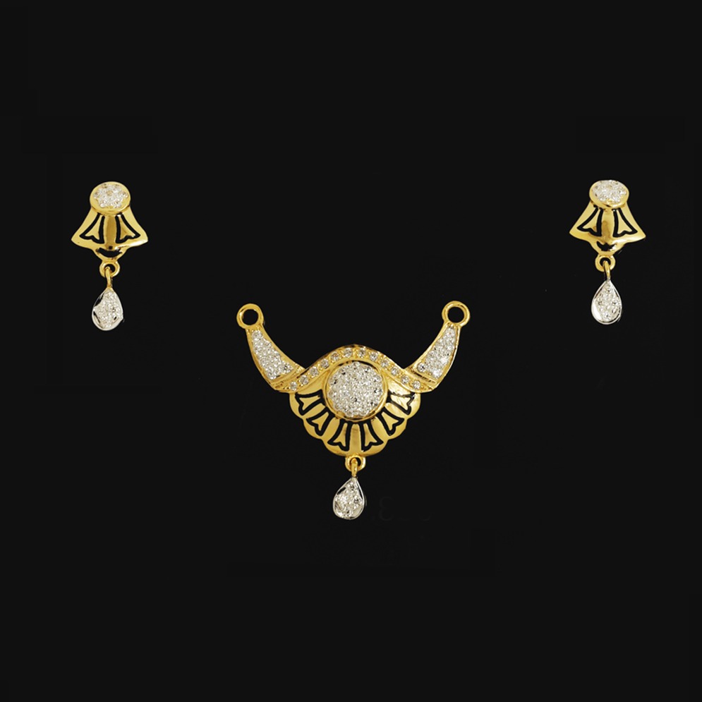 916 Gold CZ Fancy Mangalsutra Pendant Set MS-2034