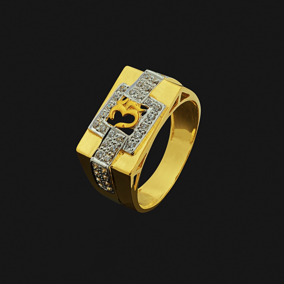 916 Gold CZ Ring For Men GR-3180