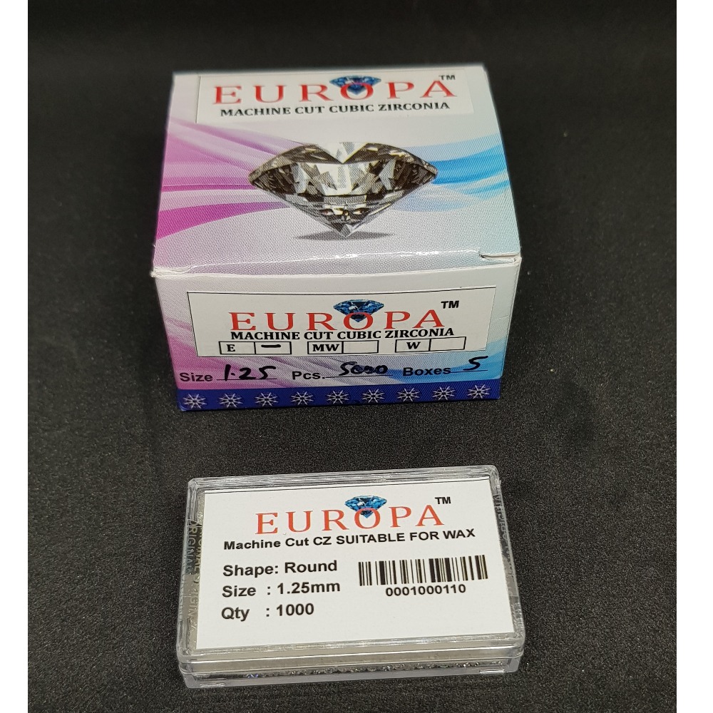 1.25 mm Round Cut Europa Machine Cut CZ Stone
