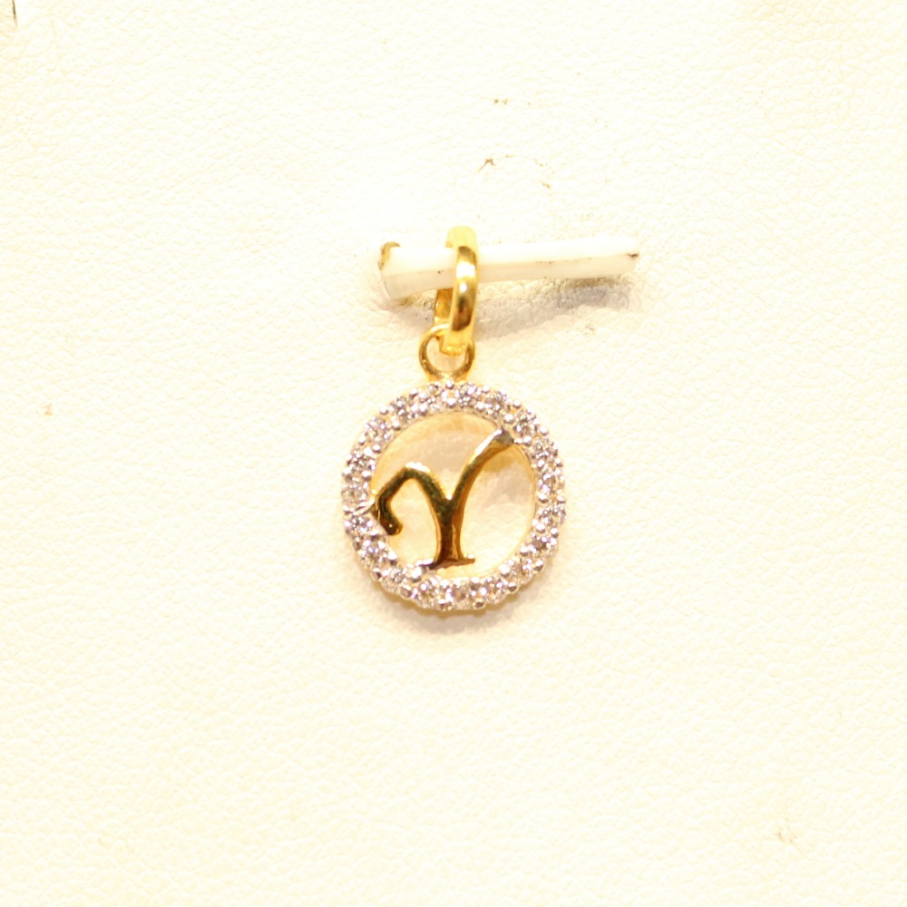 22KT Yellow Gold Indian Ladies Letter 'Y' Pendant - Image 2