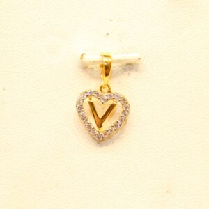 22KT Yellow Gold Stylish Indian Letter 'V' Pendant