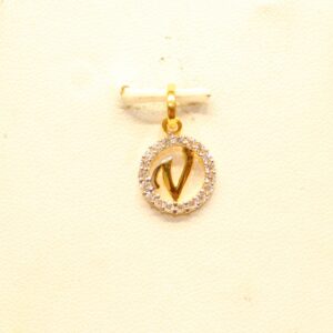 22KT Yellow Gold Stylish Indian Letter 'V' Pendant