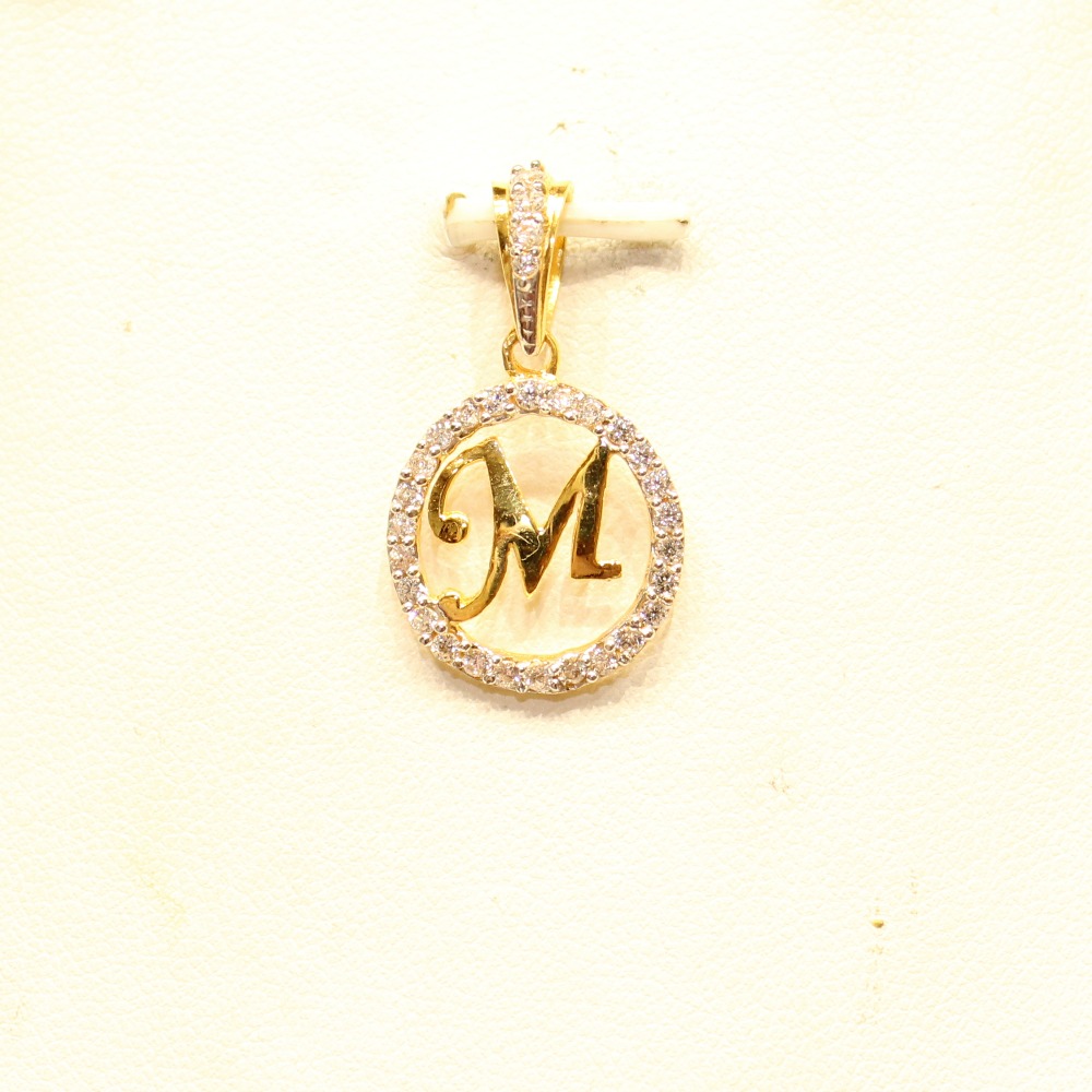 22KT Yellow Gold Stylish Ladies Letter ' M ' Pendant