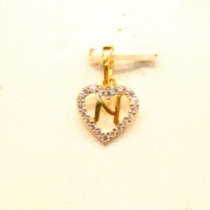 22KT Yellow Gold Indian Alphabet 'N' Stylish Pendant
