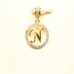 22KT Yellow Gold Indian Alphabet 'N' Stylish Pendant