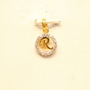 22KT Yellow Gold Ladies Indian Stylish Alphabet 'R' Pendant