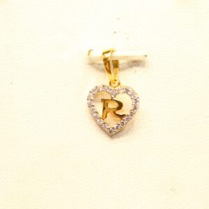 22KT Yellow Gold Ladies Indian Stylish Alphabet 'R' Pendant