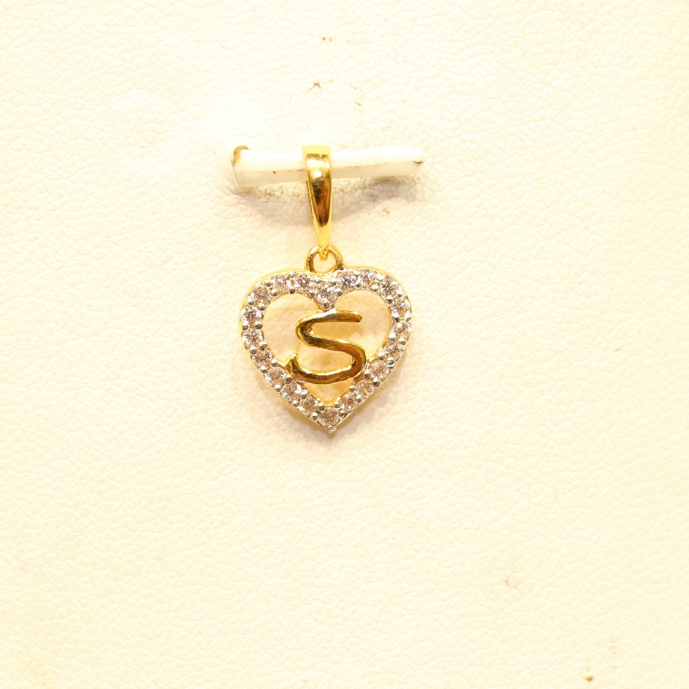 916 Yellow Gold Attractive Indian Letter 'S' Pendant - Image 2