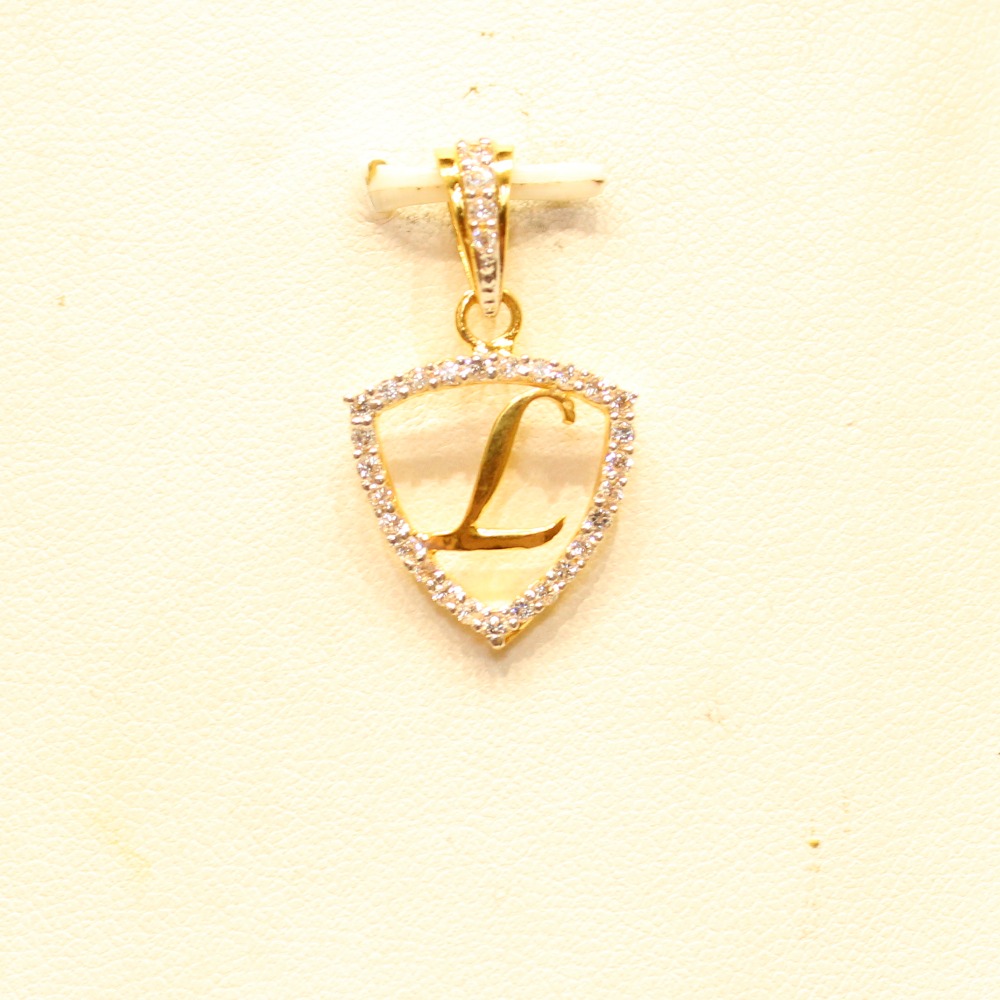 22KT Yellow Gold Ladies Indian Stylish Letter ' L ' Pendant - Image 2