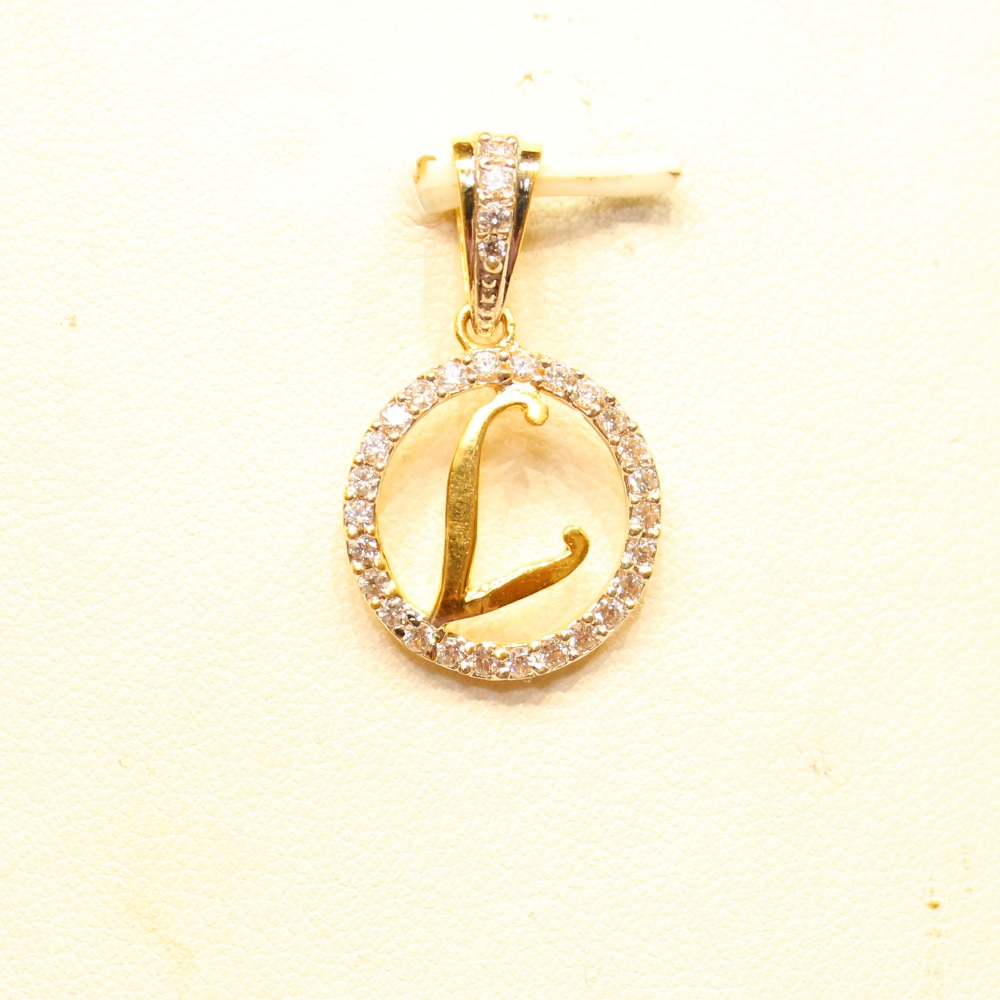 22KT Yellow Gold Ladies Indian Stylish Letter ' L ' Pendant