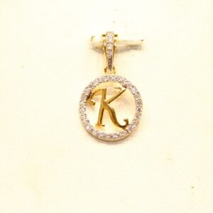 22KT Yellow Gold Ladies Indian Stylish Alphabet ' K ' Pendant
