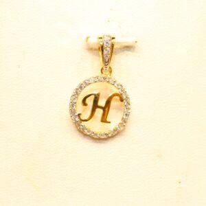 22KT Yellow Gold Indian Letter 'H' Stunning Pendant