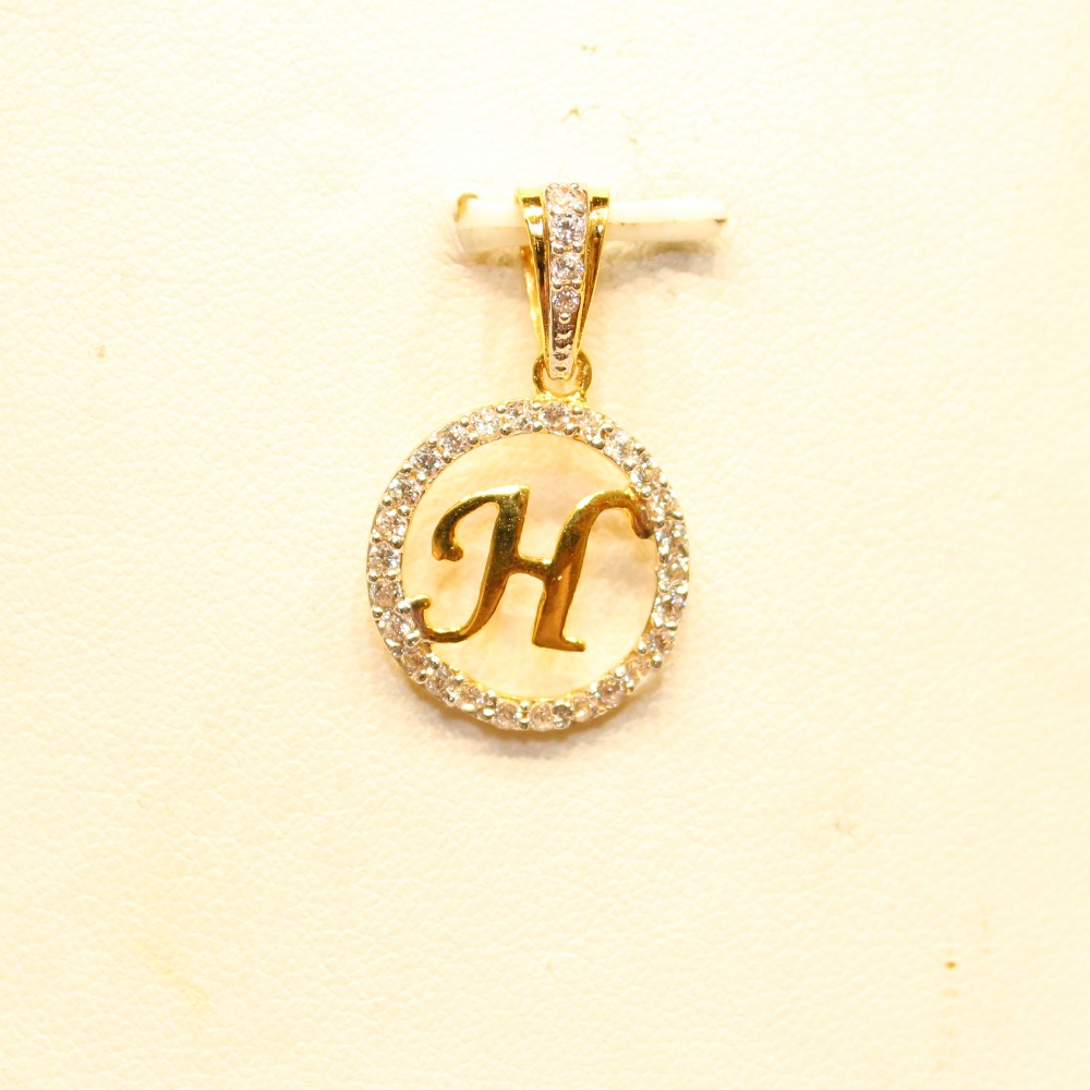 22KT Yellow Gold Indian Letter 'H' Stunning Pendant