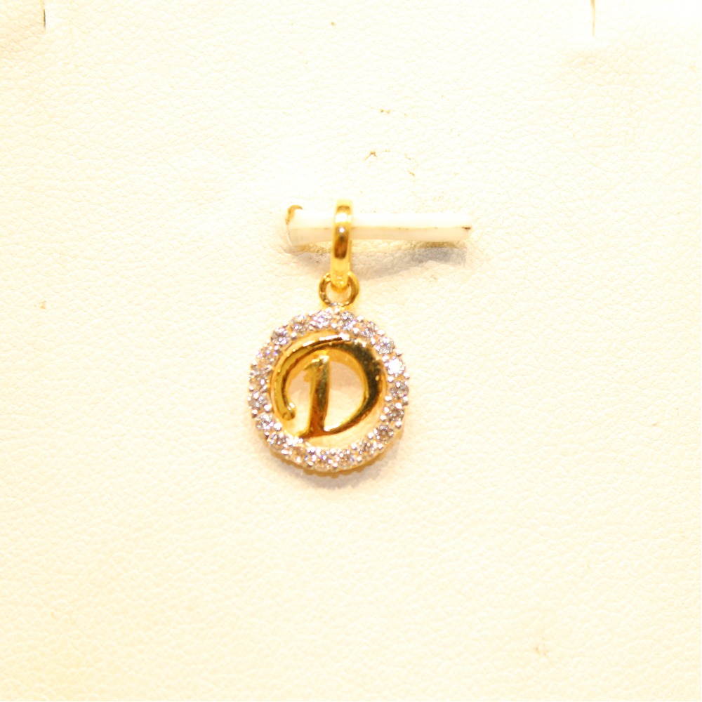 22KT Yellow Gold Indian Attractive Alphabet 'D' Pendant - Image 2