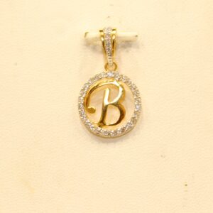 22KT Yellow Gold Designer Alphabet 'B' Pendant