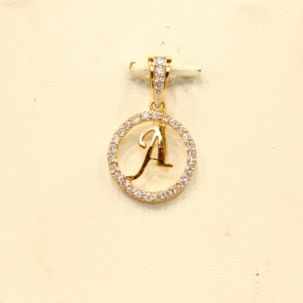 22KT Yellow Gold Attractive Indian Alphabet 'A' Modern Pendant - Image 2