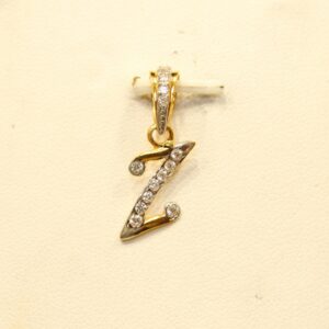 22KT Yellow Gold Indian Stylish Letter 'Z' Pendant