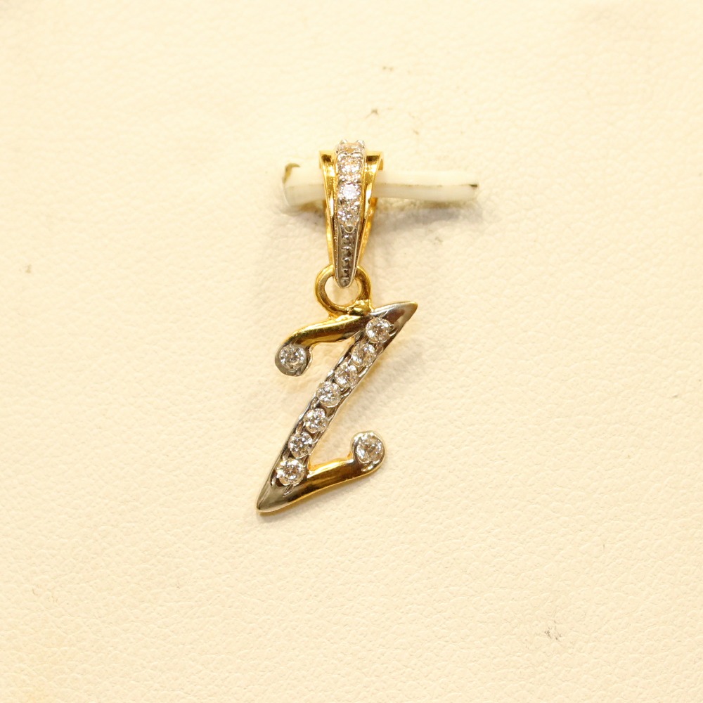 22KT Yellow Gold Indian Stylish Letter 'Z' Pendant - Image 2