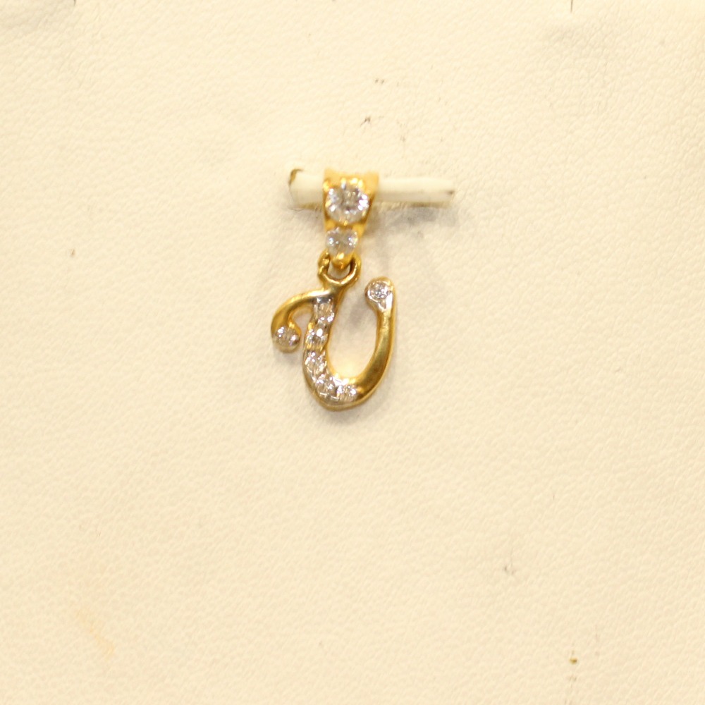 22KT Yellow Gold Ladies Indian Charming Letter ' V ' Pendant