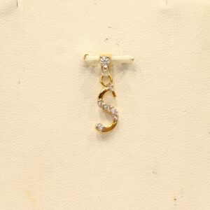 22KT Yellow Gold Modern Letter 'S' Indian Pendant