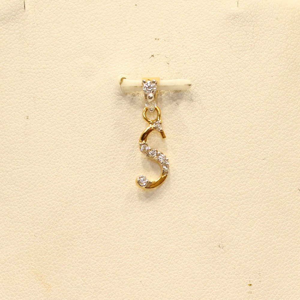 22KT Yellow Gold Modern Letter 'S' Indian Pendant - Image 2