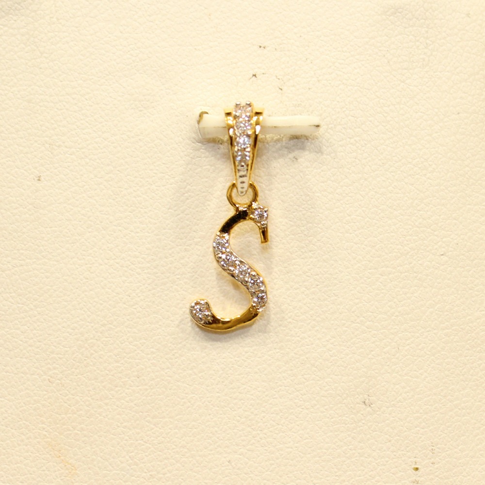 22KT Yellow Gold Modern Letter 'S' Indian Pendant