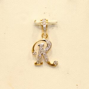 916 Yellow Gold Indian Modern Letter 'R' Pendant