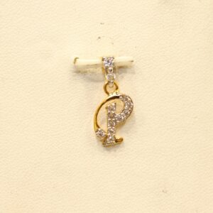 22KT Yellow Gold Indian Alphabet 'P' Modern Trendy Pendant