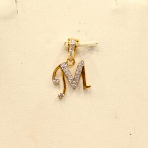 22KT Yellow Gold Indian Charming Letter 'M' Pendant