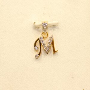 22KT Yellow Gold Indian Charming Letter 'M' Pendant