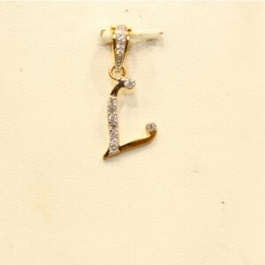 22KT Yellow Gold Indian Letter 'L' Modern Pendant