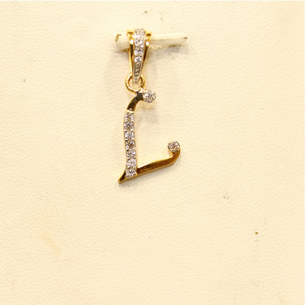 22KT Yellow Gold Indian Letter 'L' Modern Pendant - Image 2