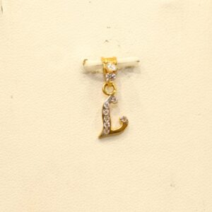 22KT Yellow Gold Indian Letter 'L' Modern Pendant