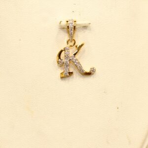 916 Yellow Gold Fancy Indian Letter 'K' Pendant