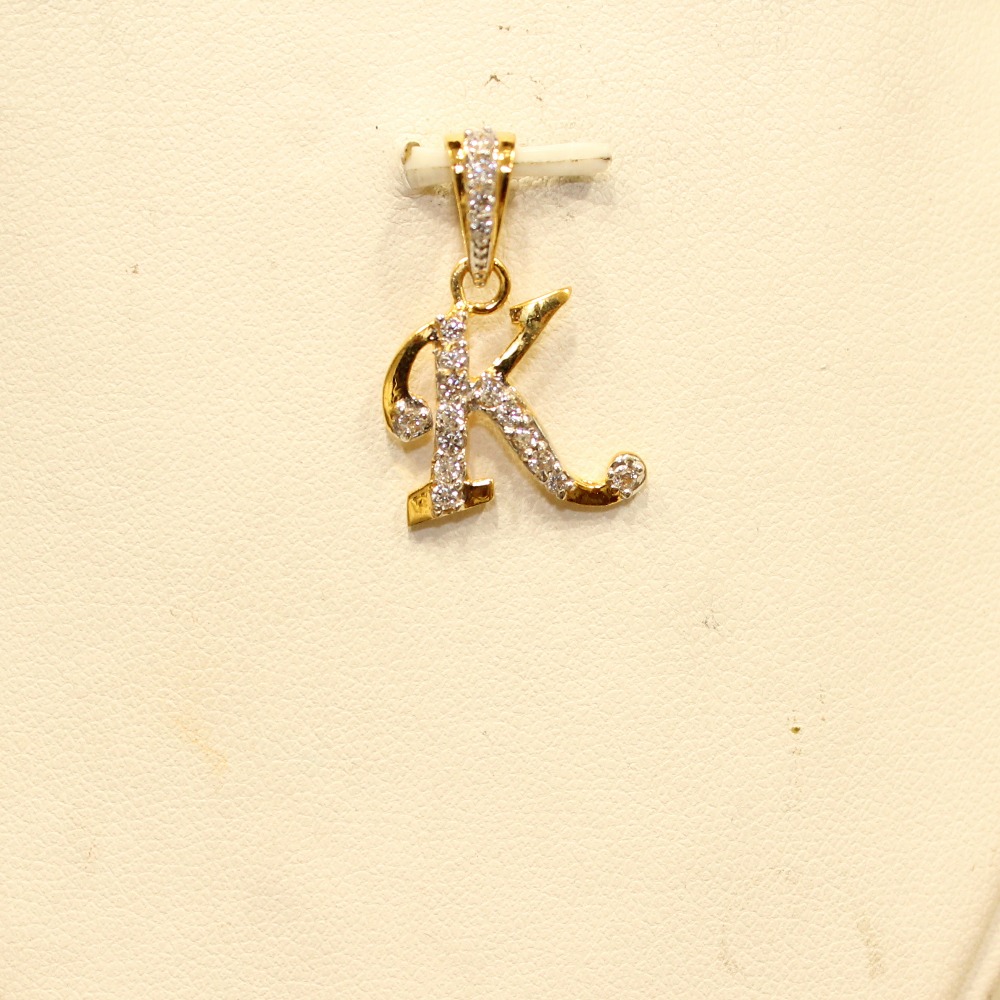 916 Yellow Gold Fancy Indian Letter 'K' Pendant