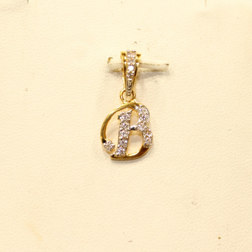 22KT Yellow Gold Stylish Letter 'B' Pendant - Image 2