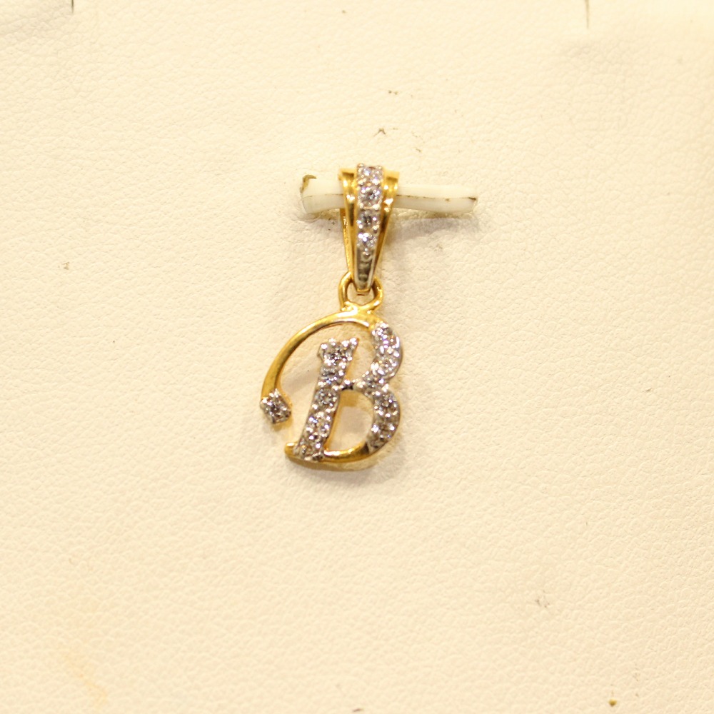 22KT Yellow Gold Stylish Letter 'B'  Pendant