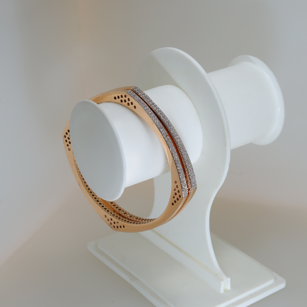 18CT Rose Gold White Stone Studded Bangles