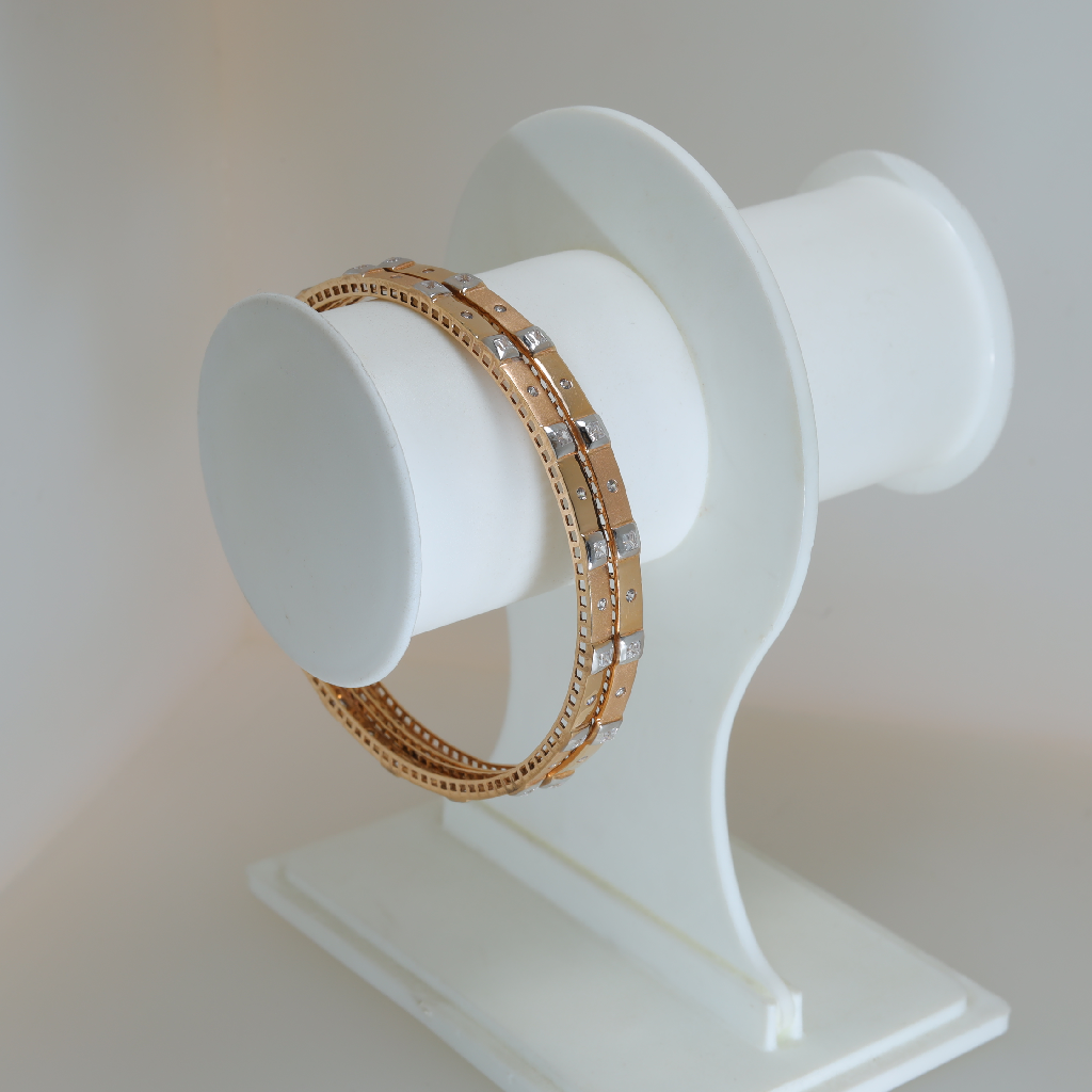 18K Rose Gold Matte And Glossy Combination Bangles