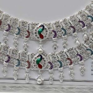 Silver white plain broad payal