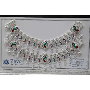 Silver white plain broad payal