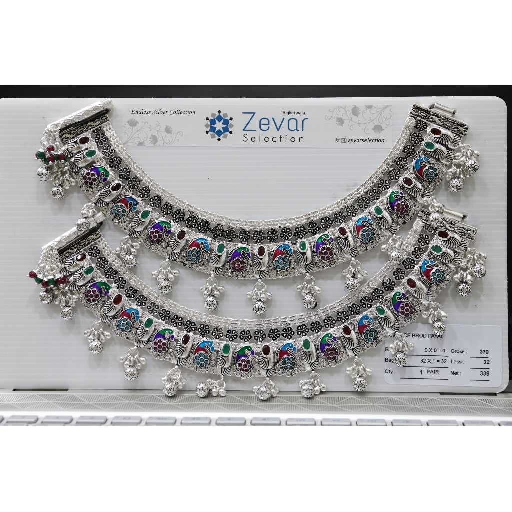 Silver heavy bridal payal