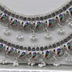 Silver heavy bridal payal