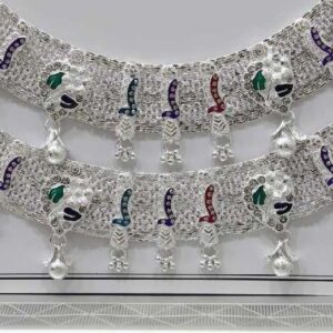 Silver white plain broad payal