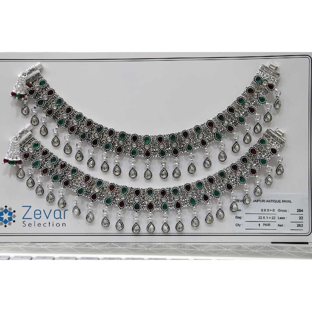 Silver jaipuri broad payal