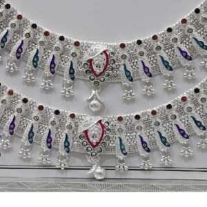 Silver white plain broad payal