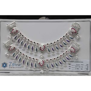 Silver white plain broad payal